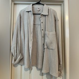 FREE PEOPLE WAFFLE KNIT SHORT SET